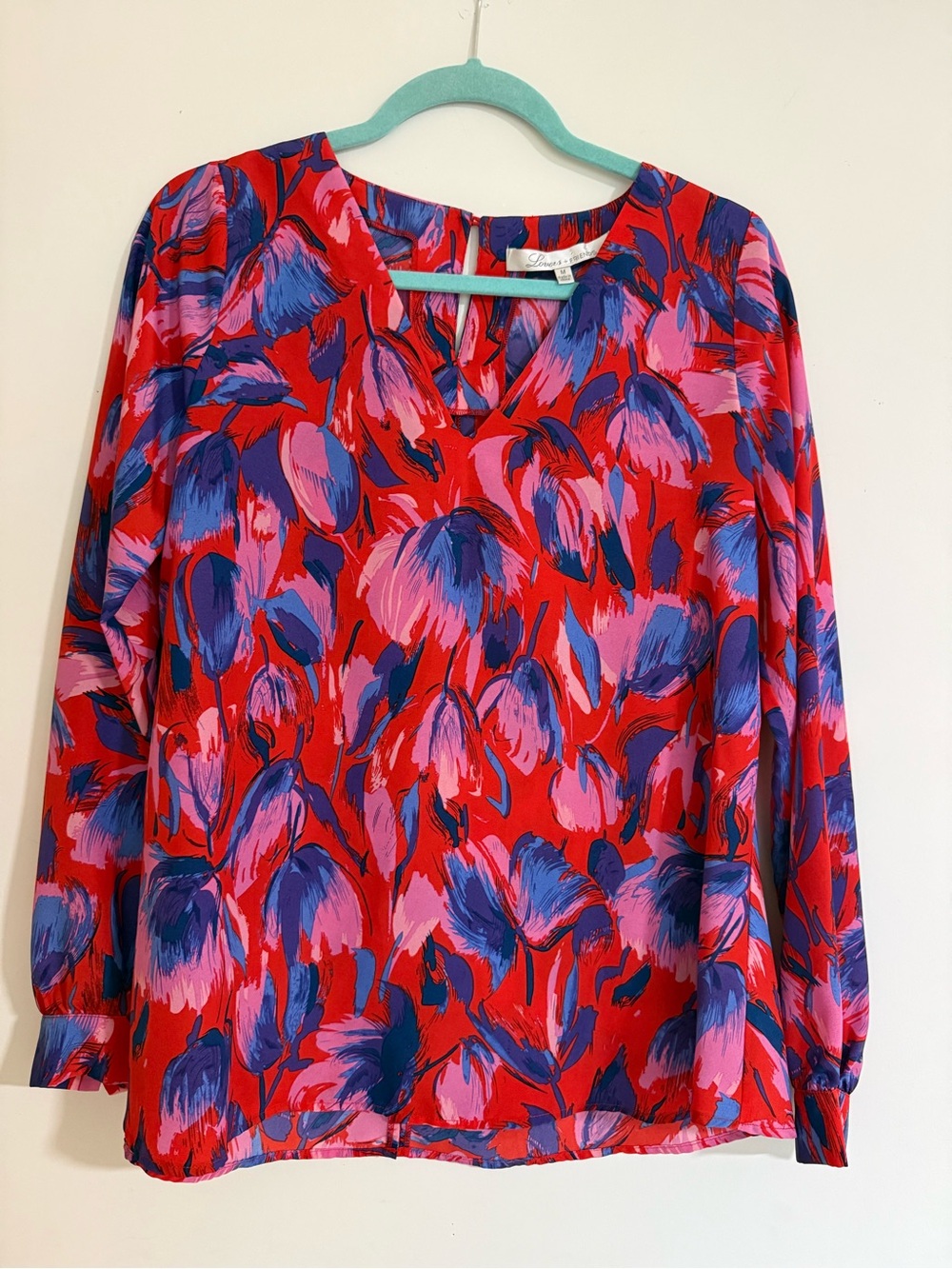 Lovers + Friends Red Floral V-Neck Blouse